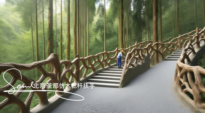 jimeng-2025-06-25-4562-正在施工制作的旅游區(qū)樓梯室外安全圍欄設(shè)計(jì)制作過(guò)程，美工正在施工制作，先用鋼筋焊接....jpeg