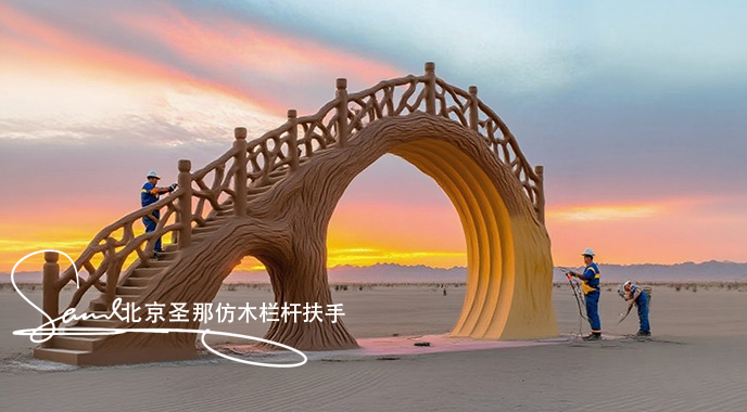 jimeng-2025-06-25-4398-正在施工制作的旅游區(qū)樓梯室外安全圍欄設(shè)計(jì)制作過(guò)程，美工正在施工制作，先用鋼筋焊接....jpeg